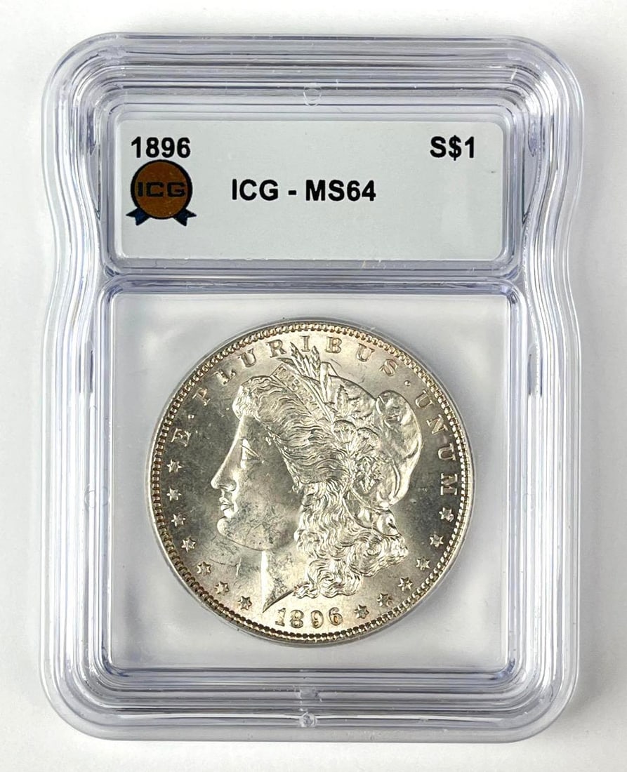 1896 US Morgan Silver Dollar ICG MS64: 1896 US Morgan Silver Dollar ICG MS64