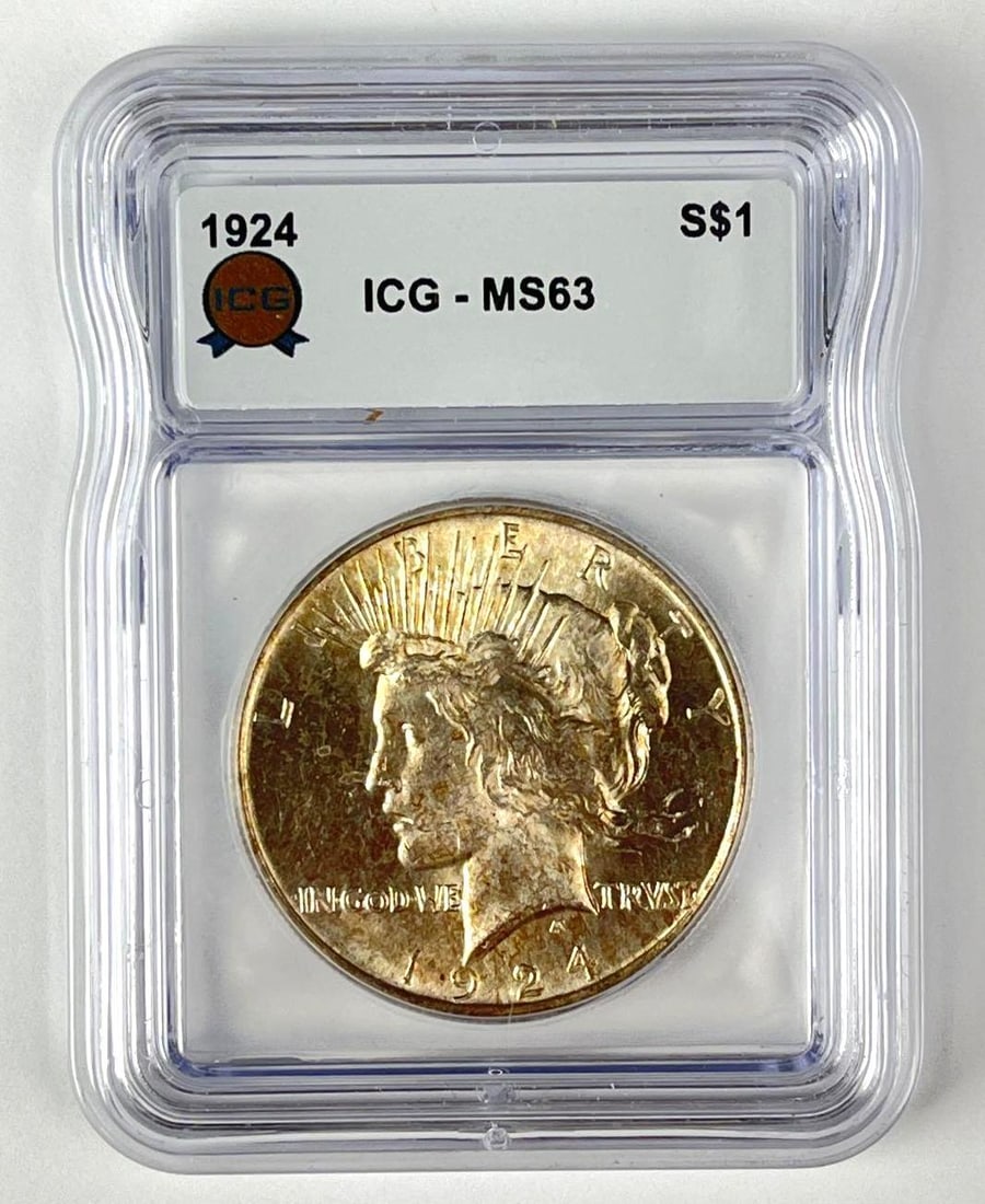1924 US Peace Silver Dollar ICG MS63: 1924 US Peace Silver Dollar ICG MS63