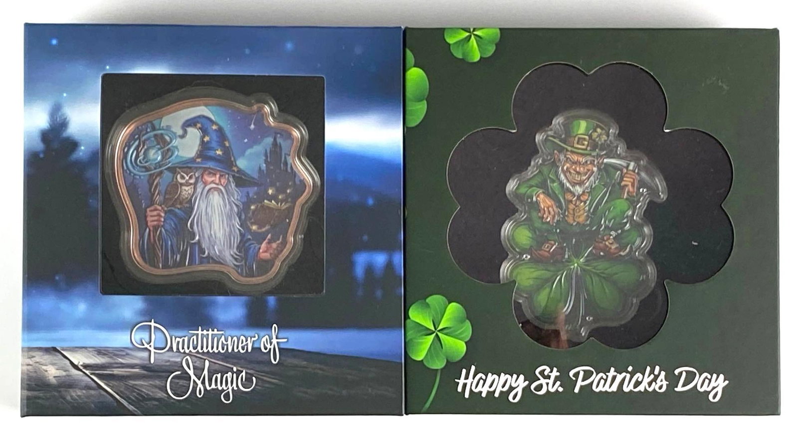 Group of 2 100g Colorized Copper Ingot/Bars: Includes Practitioner of magic and Gappy St Patricks day, in original case