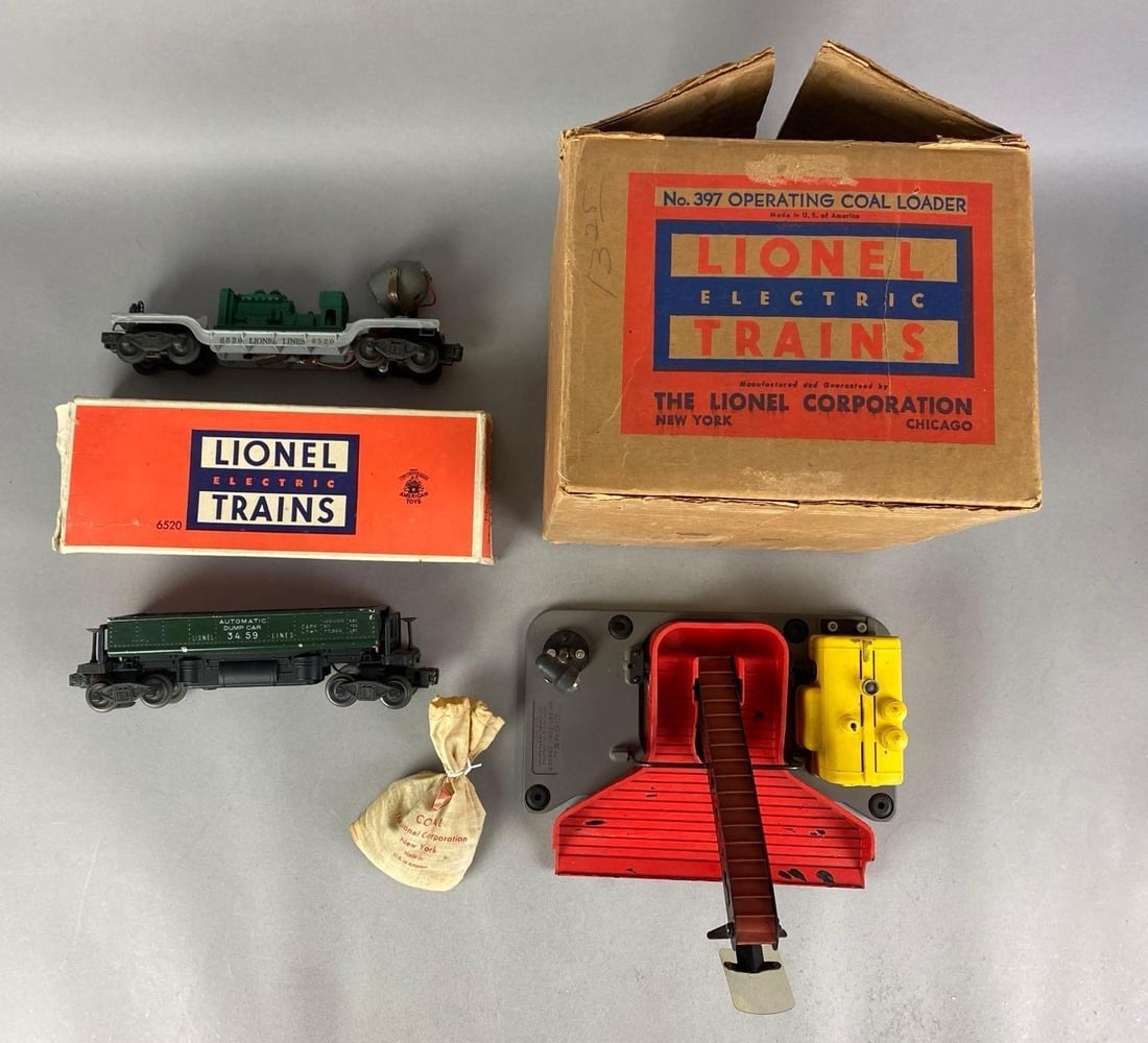 Group of Lionel Model Train Cars and Coal Loader (1 of 3)