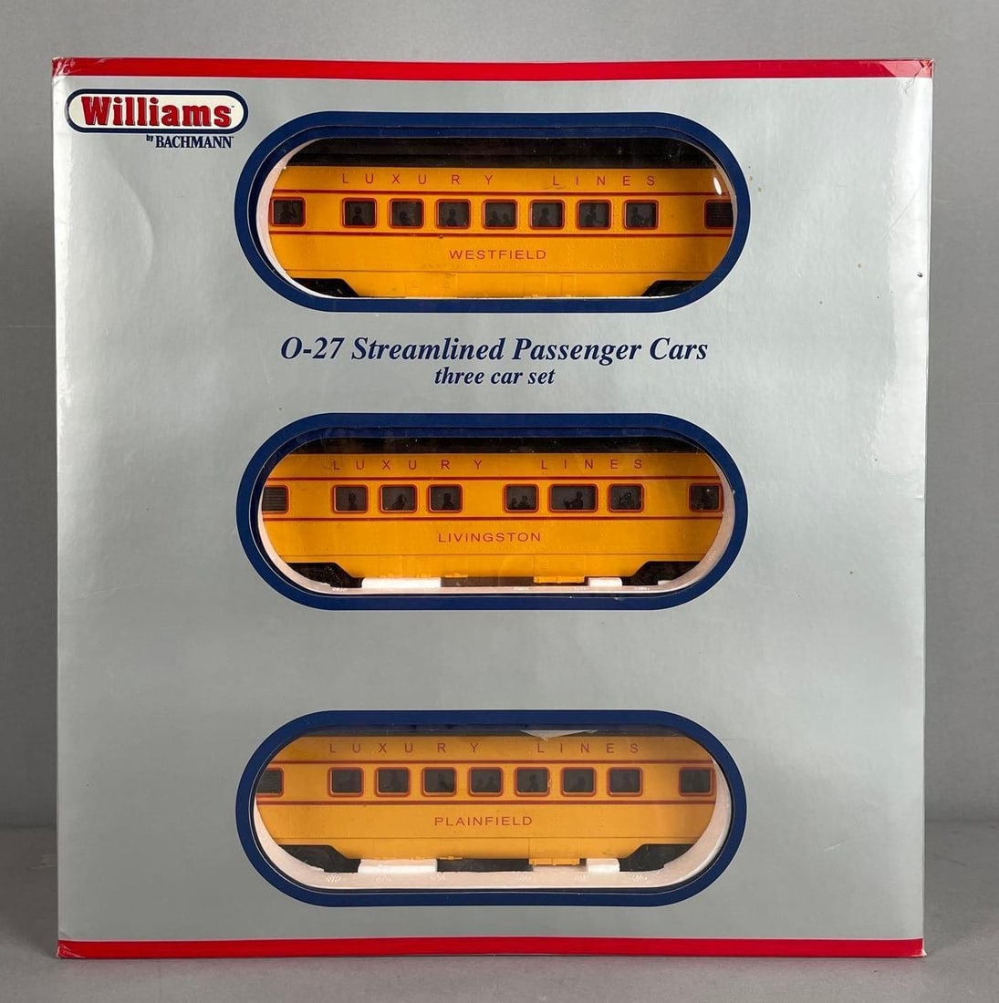 Williams by Bachmann O Scale Streamlined 3 Passenger Car Set: Luxury lines, UP anniversary, 12 inches cars