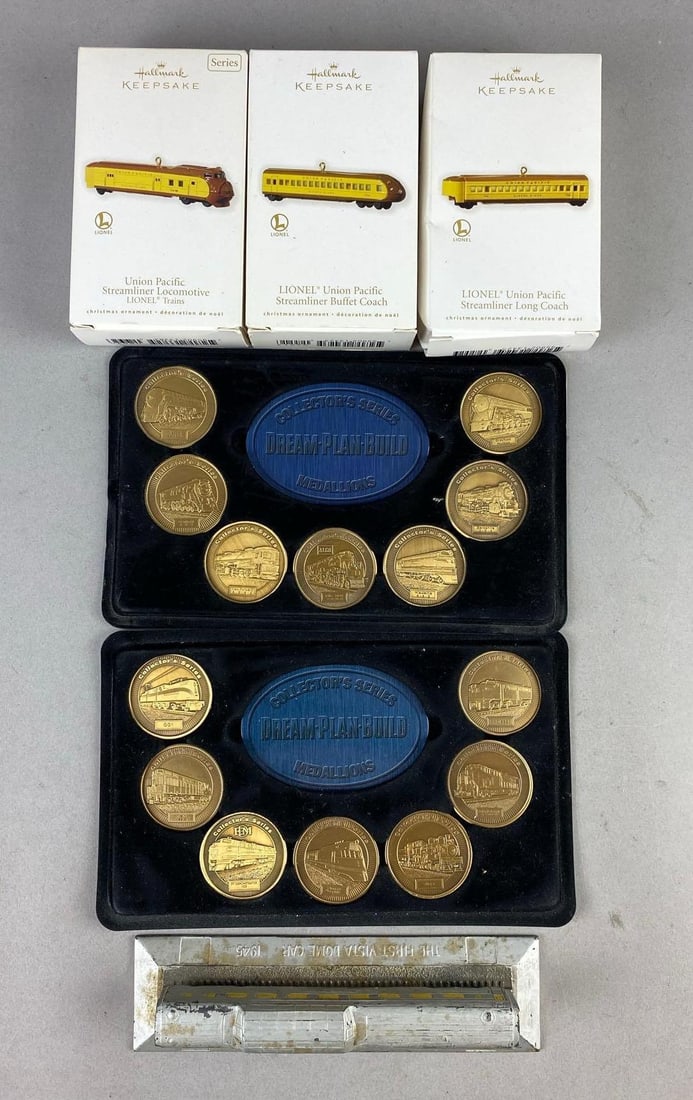 Group of 7 2010 Hallmark Keepsake Union Pacific Locomotive Ornament and More (1 of 3)