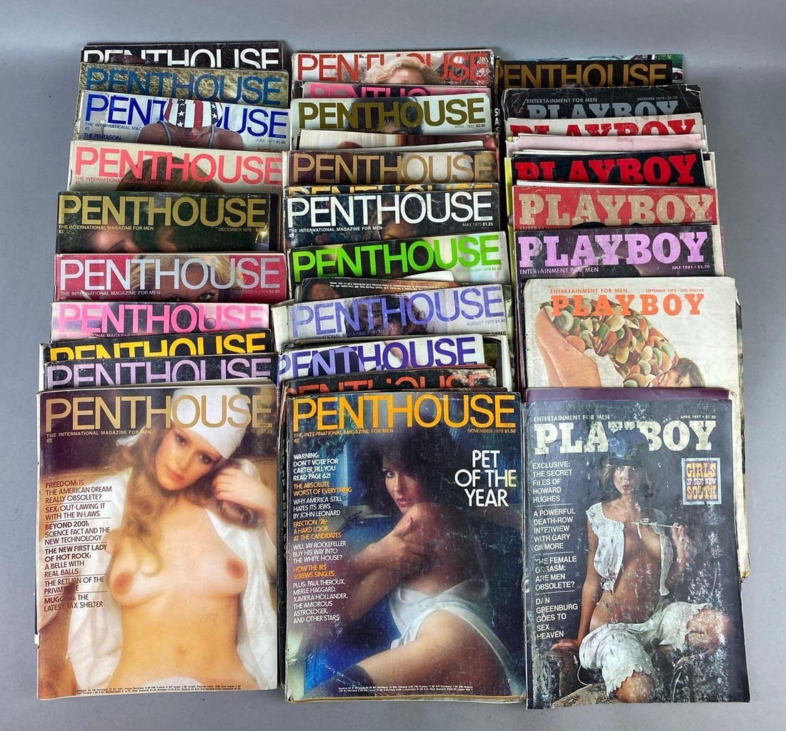 Group of 30+ Vintage Penthouse Magazines and More: ncludes some playboys.