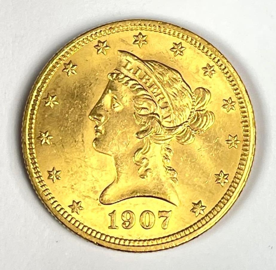 1907 US $10 Liberty Head Gold Coin: 1907 US $10 Liberty Head Gold Coin