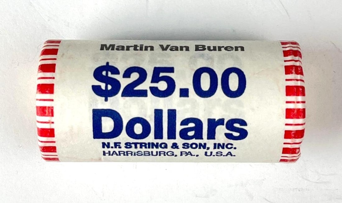US Mint $25 Martin Van Buren Presidential $1 Coin Roll (1 of 2)