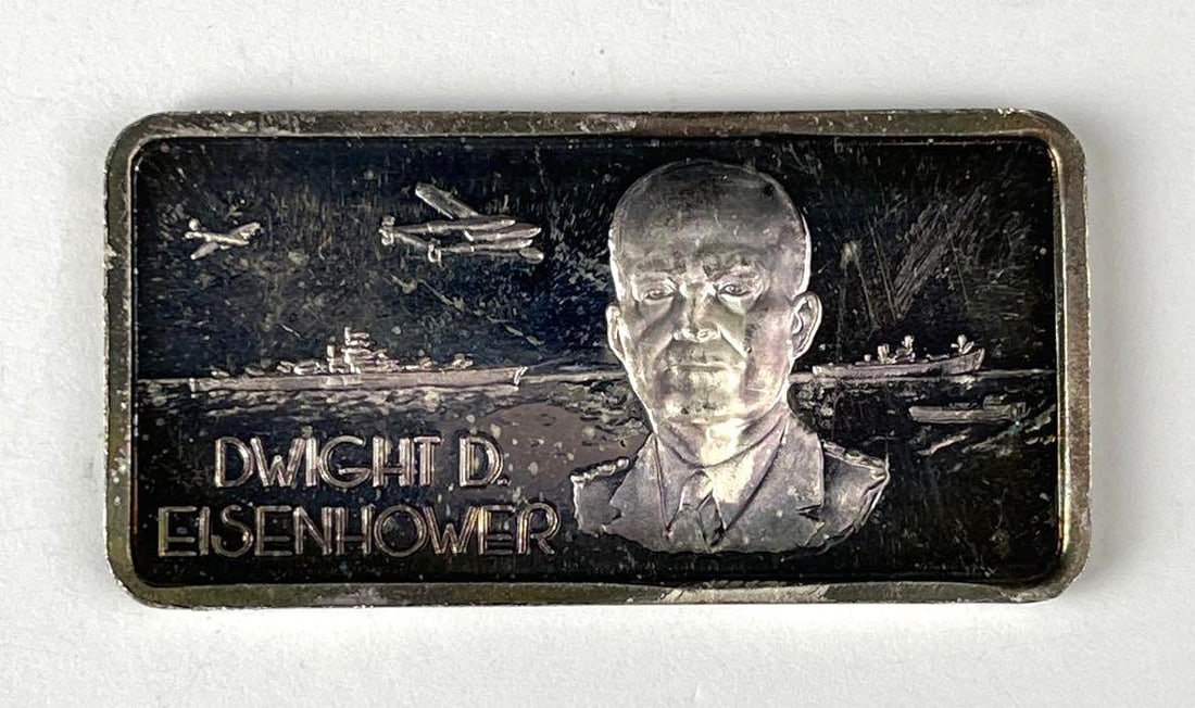 The Hamilton Mint Our Greatest Americans Dwight D Eisenhower 1 oz .999 Fine Silver Ingot/Bar (1 of 2)