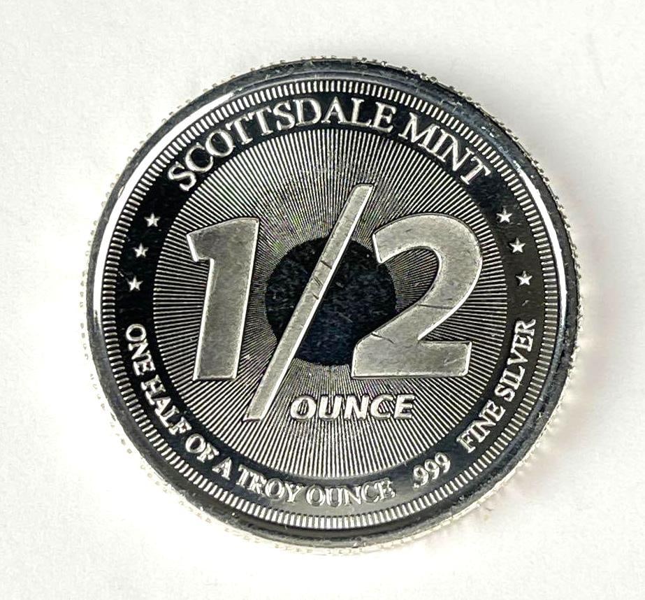 Scottsdale Mint 1/2 oz .999 Fine Silver Round: Scottsdale Mint 1/2 oz .999 Fine Silver Round