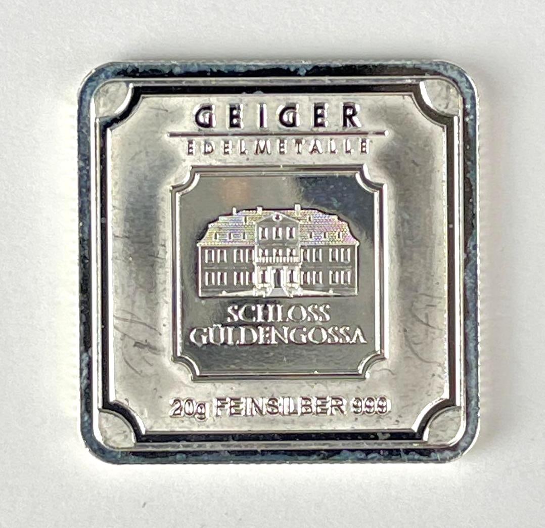 Geiger Edelmetalle Schloss Guldengossa 20 Gram 999 Fine Silver Ingot/ Bar: Geiger Edelmetalle Schloss Guldengossa 20 Gram 999 Fine Silver Ingot/ Bar