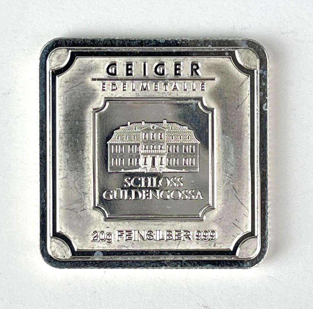 Geiger Edelmetalle Schloss Guldengossa 20 Gram 999 Fine Silver Ingot/ Bar: Geiger Edelmetalle Schloss Guldengossa 20 Gram 999 Fine Silver Ingot/ Bar