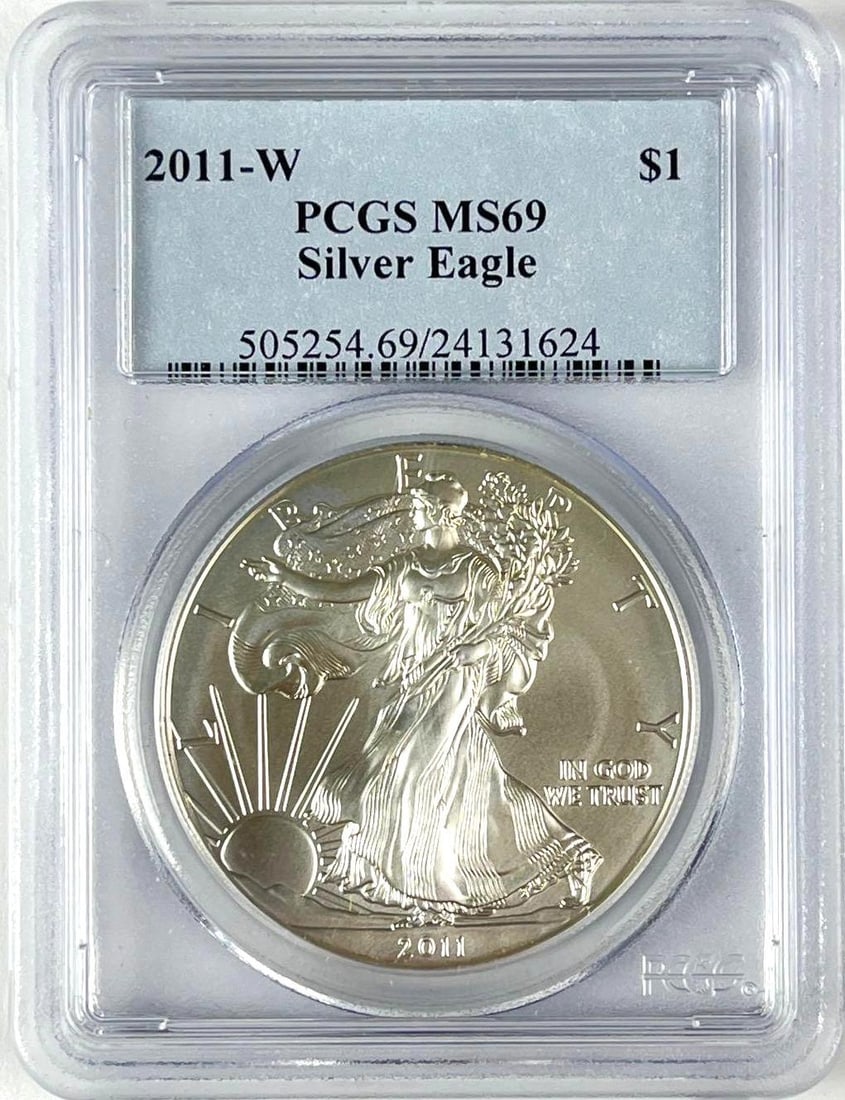 2011 W US $1 American Silver Eagle 1 oz Fine Silver PCGS MS69 (1 of 2)