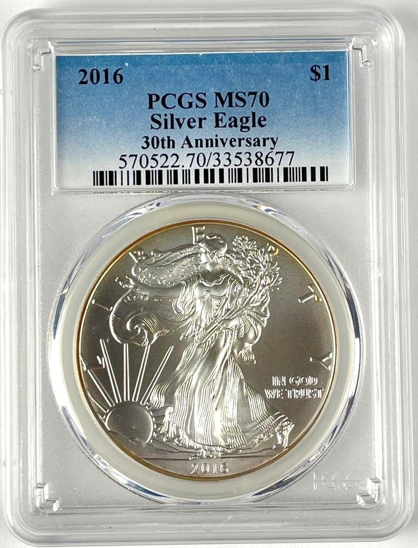 2016 US $1 American Silver Eagle 1 oz Fine Silver Coin PCGS MS70 (1 of 2)