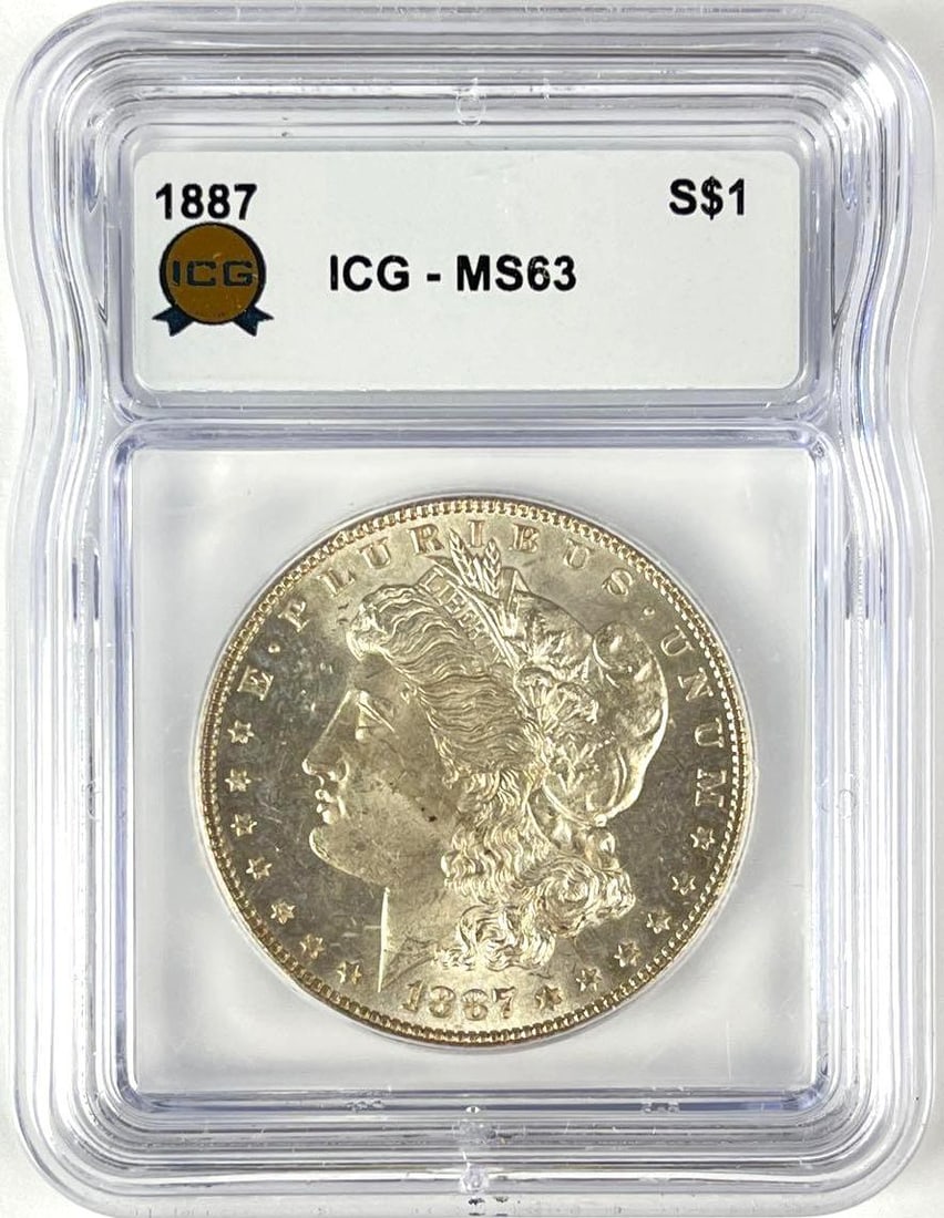 1887 US Morgan Silver Dollar ICG MS63: 1887 US Morgan Silver Dollar ICG MS63