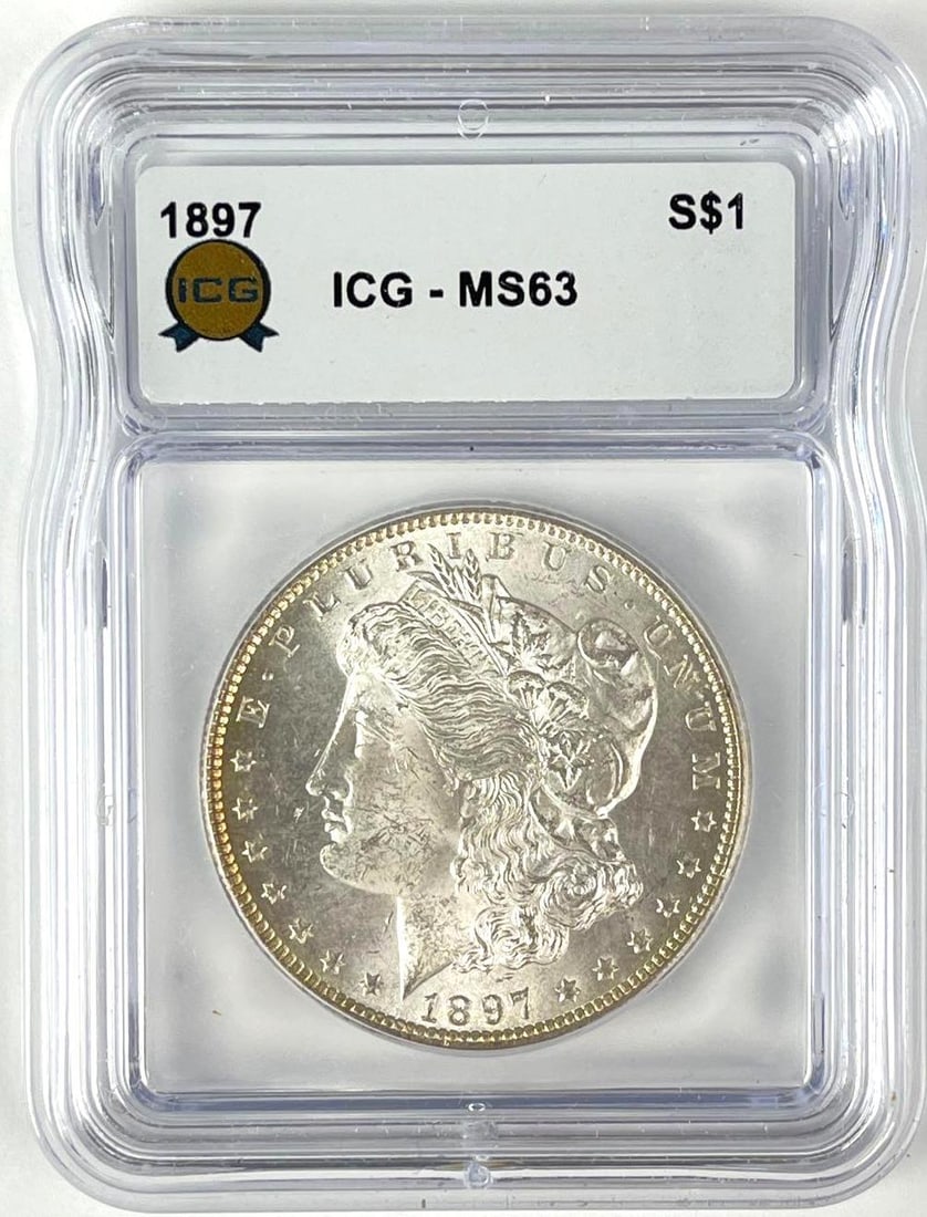 1897 US Morgan Silver Dollar ICG MS63: 1897 US Morgan Silver Dollar ICG MS63