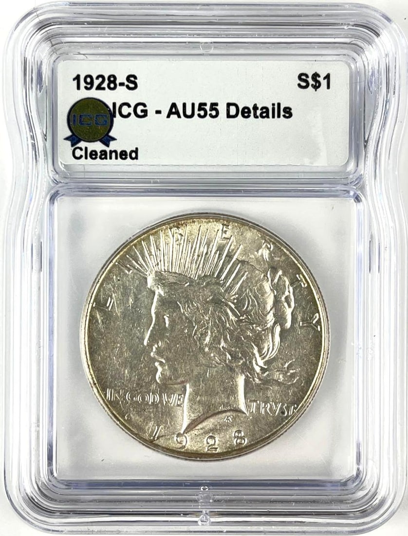 1928 S US Peace Silver Dollar ICG AU55 Details (1 of 2)