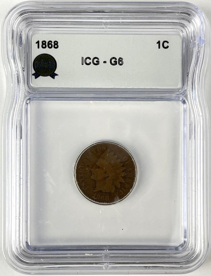1868 US Indian head Cent ICG G6: 1868 US Indian head Cent ICG G6