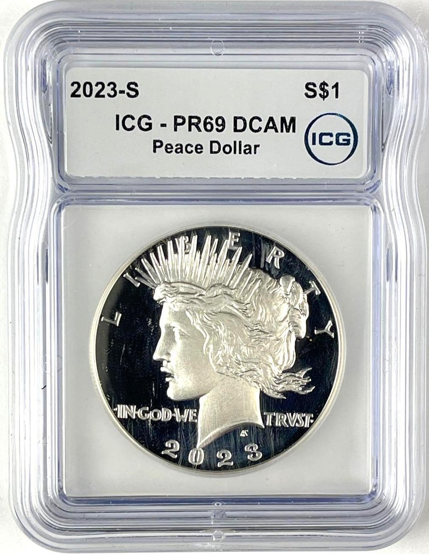 2023 S US Peace Silver Dollar ICG PR69 DCAM: 2023 S US Peace Silver Dollar ICG PR69 DCAM