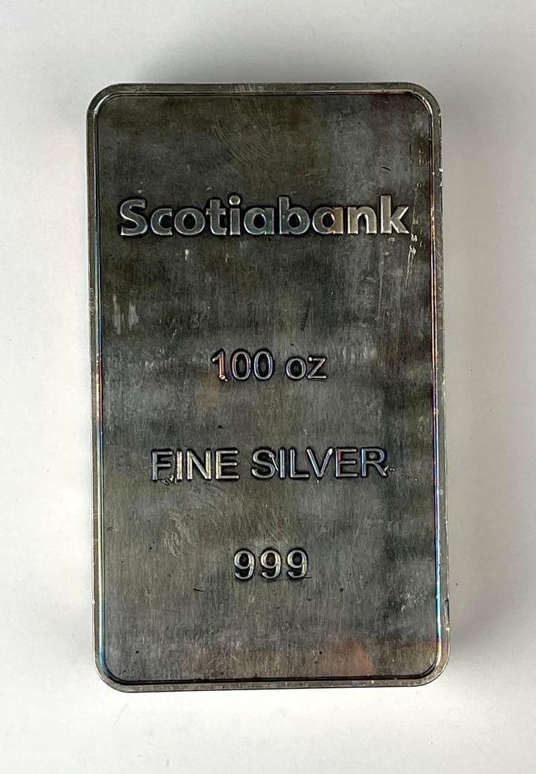 Scotiabank 100 oz 999 Fine Silver Ingot/ Bar: Scotiabank 100 oz 999 Fine Silver Ingot/ Bar