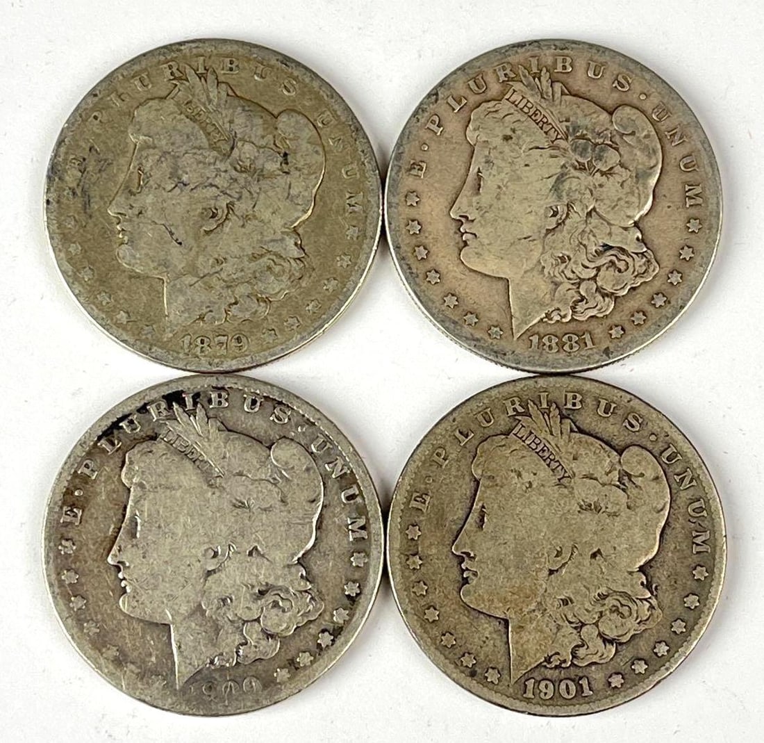 Group of 4 US Morgan Silver Dollars: Group of 4 US Morgan Silver Dollars