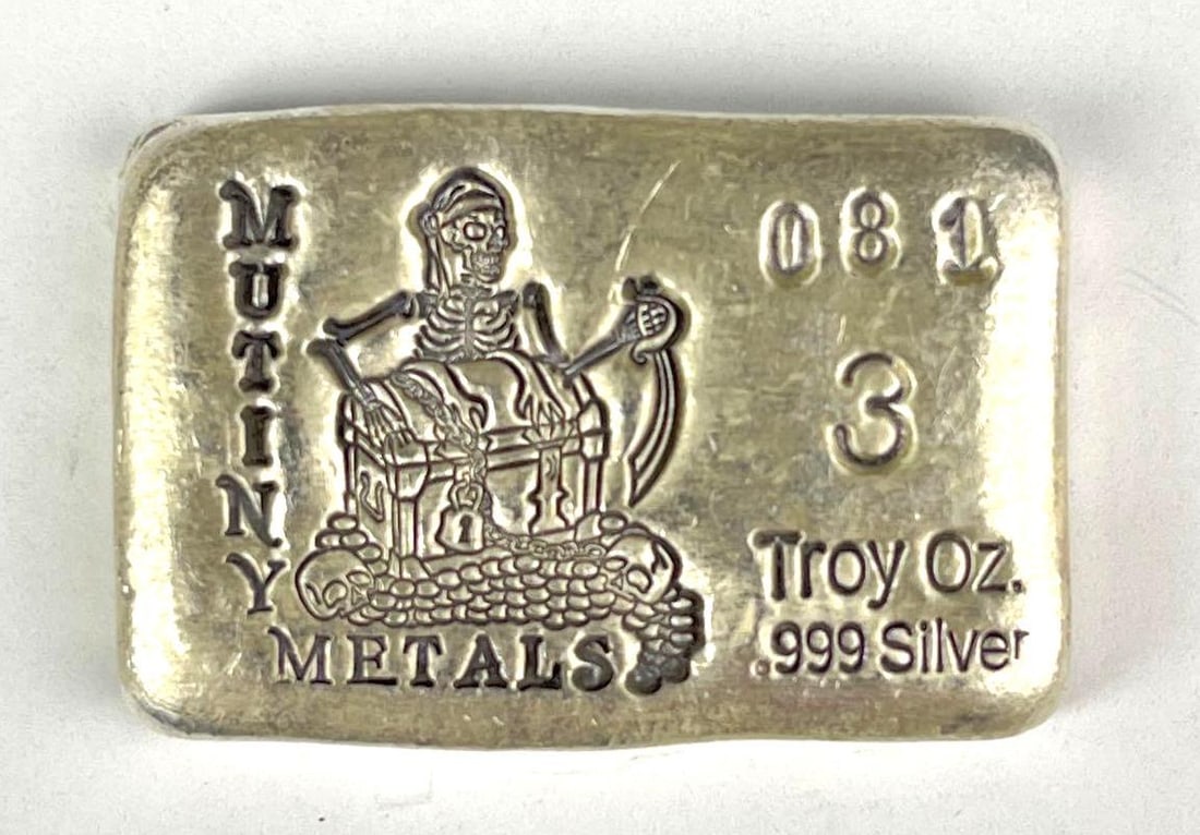Mutiny Metals Skeleton Treasure Chest 3 oz .999 Silver Ingot/ Bar (1 of 2)
