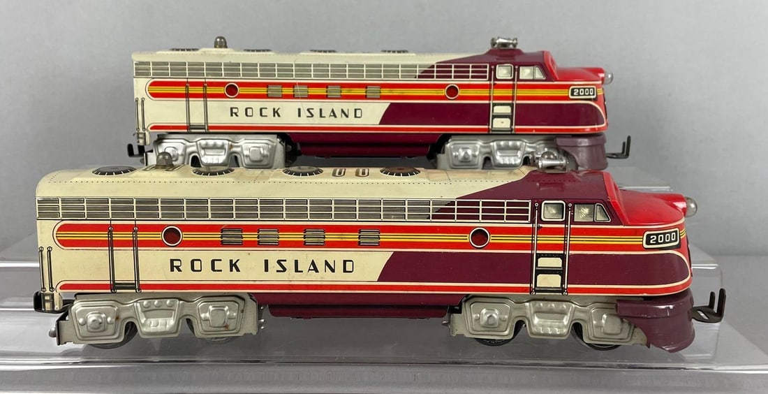 Unique Art O Scale Rock Island No. 2000 Tin Litho Diesel Locomotive Set (1 of 5)
