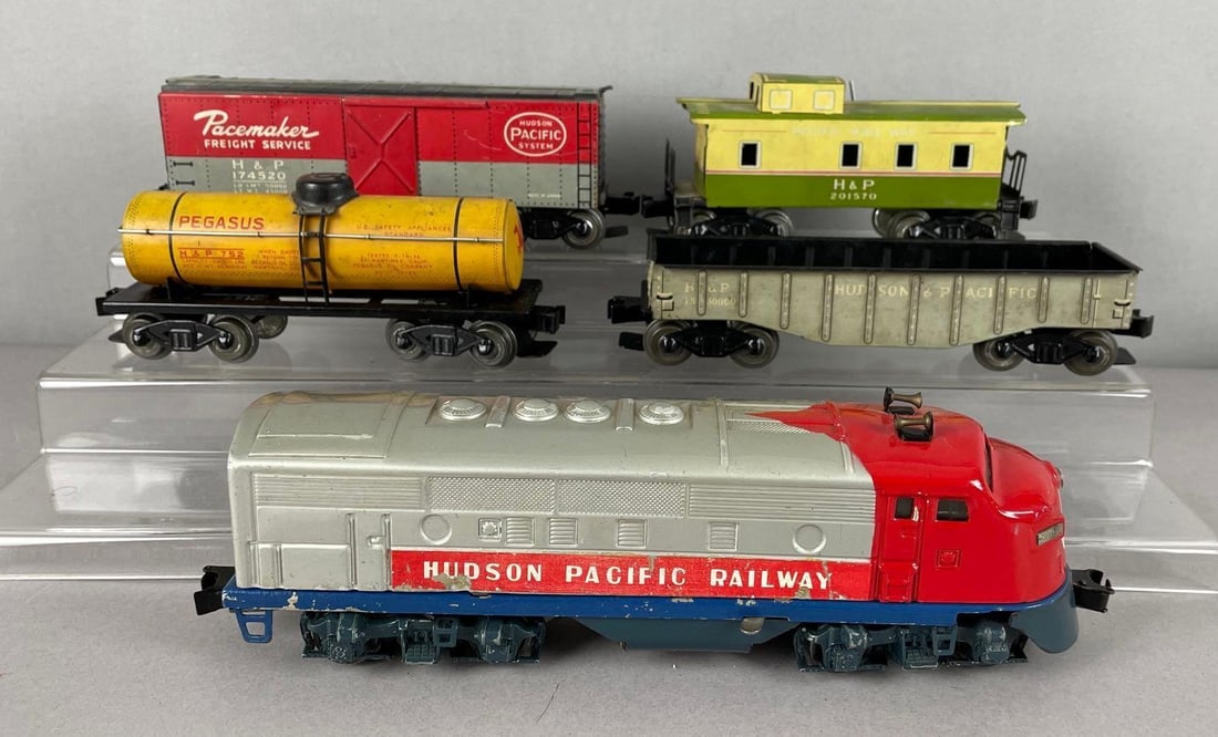 Sakai O Scale Tin Litho H and P Locomotive and Freight Train Cars (1 of 3)