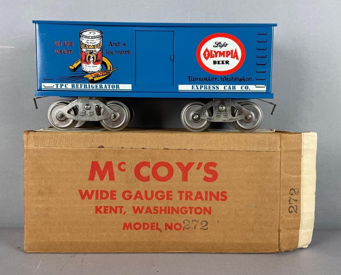 McCoys Wide Gauge Model No. 272 Olympia Beer Refrigerator Car (1 of 3)