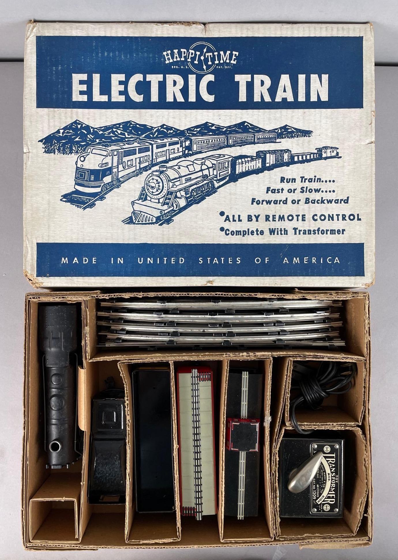 Marx Happi Time O Scale Tin Litho Steam Locomotive Train Set: Complete in original packaging