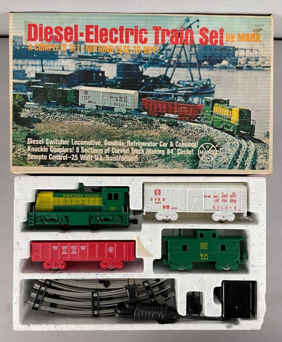 Marx O Scale Western Pacific Diesel Switcher Train Set: Complete in original packaging