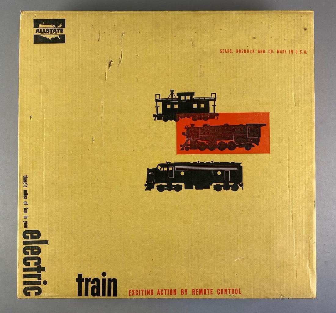 Marx Sears Allstate O Scale No. 9641 R/C Electric Train Set: Untested in original box, complete set, box measures 21 1/4 inches H x 22 inches W x 3 1/2 inches d