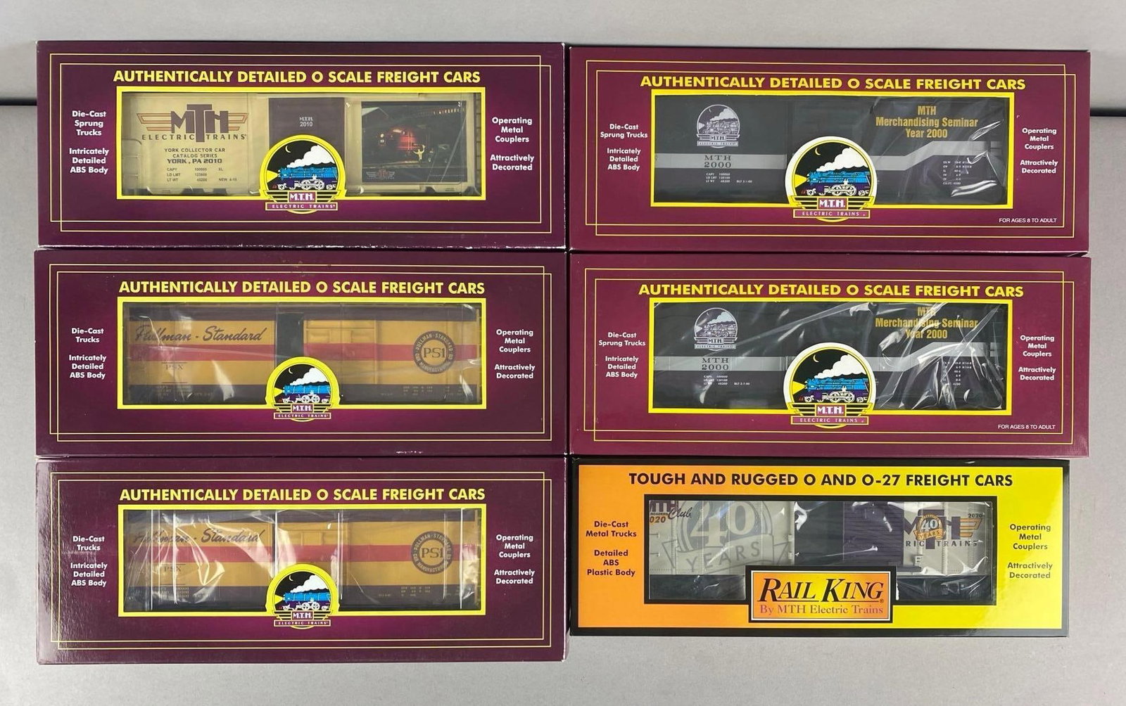 Group of 6 MTH O Scale Model Train Box Cars (1 of 2)
