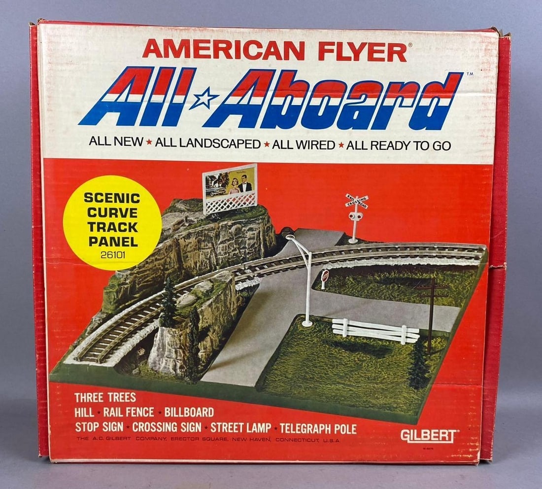 Vintage 1965 American Flyer Scenic Curve Track Panel All Aboard S Scale Set (1 of 4)