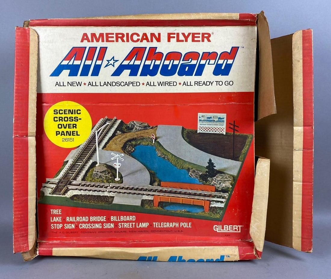 Vintage 1965 American Flyer Scenic Cross Over Panel All Aboard S Scale Set (1 of 2)