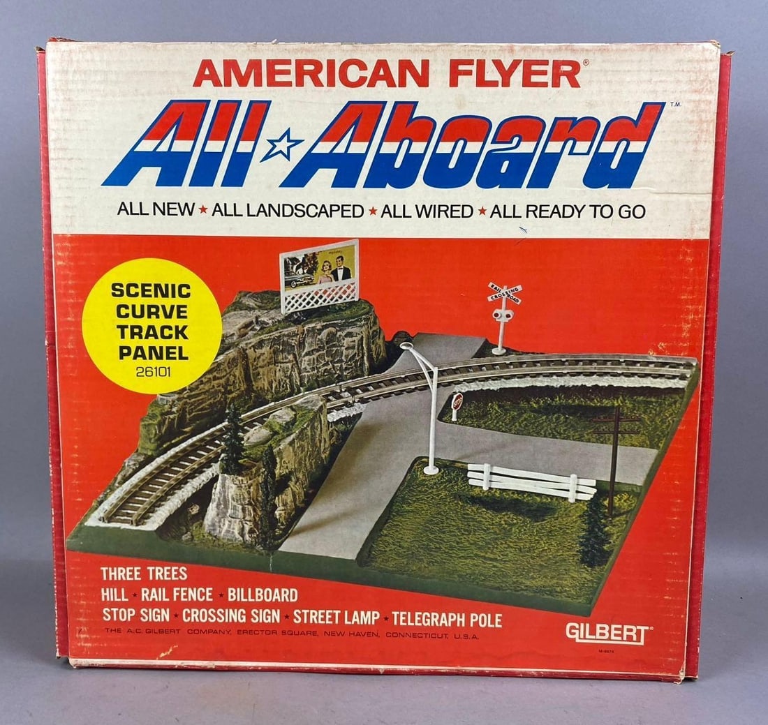 Vintage 1965 American Flyer Scenic Curve Track Panel All Aboard S Scale Set (1 of 3)