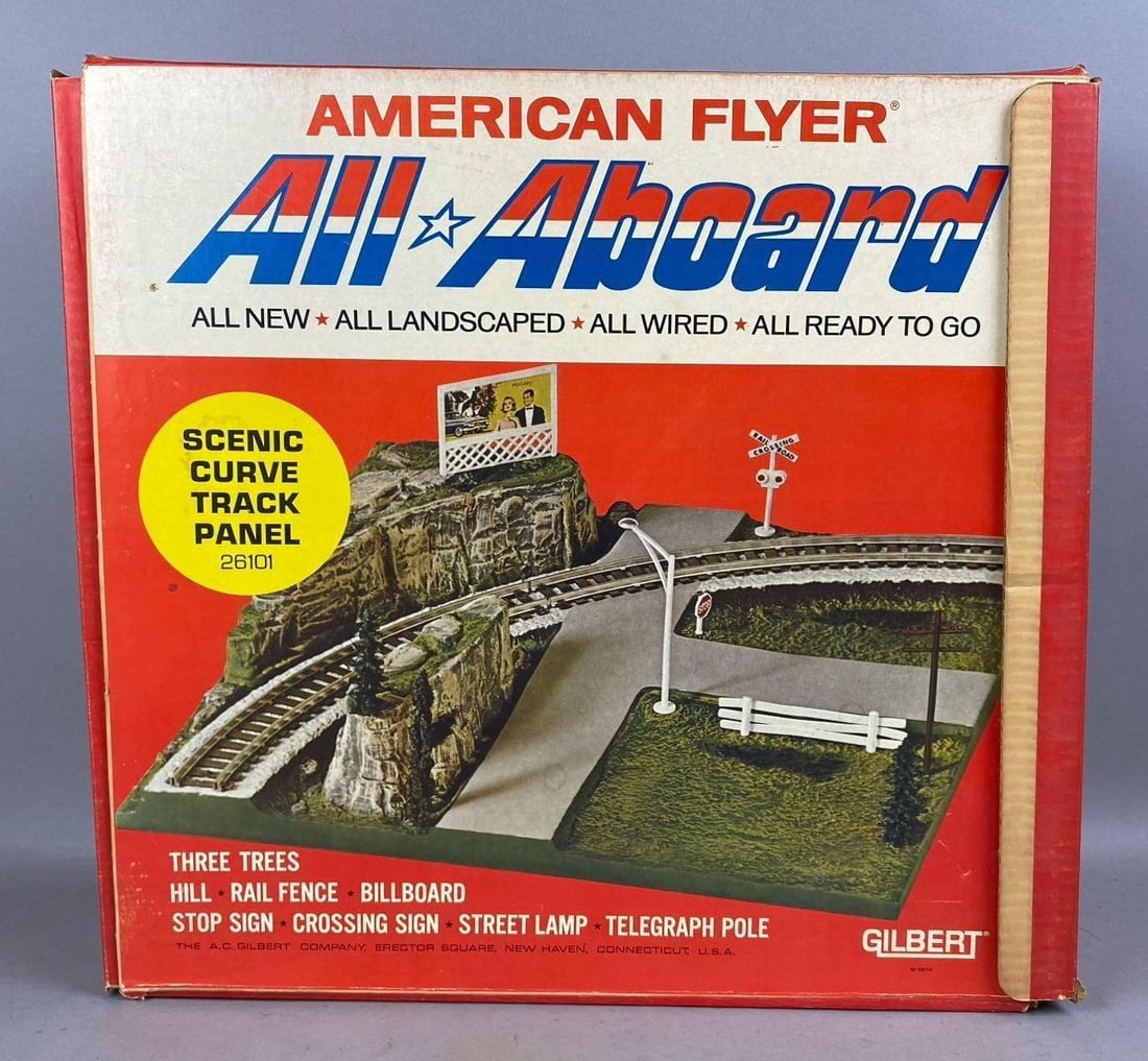 Vintage 1965 American Flyer Scenic Curve Track Panel All Aboard S Scale Set (1 of 3)