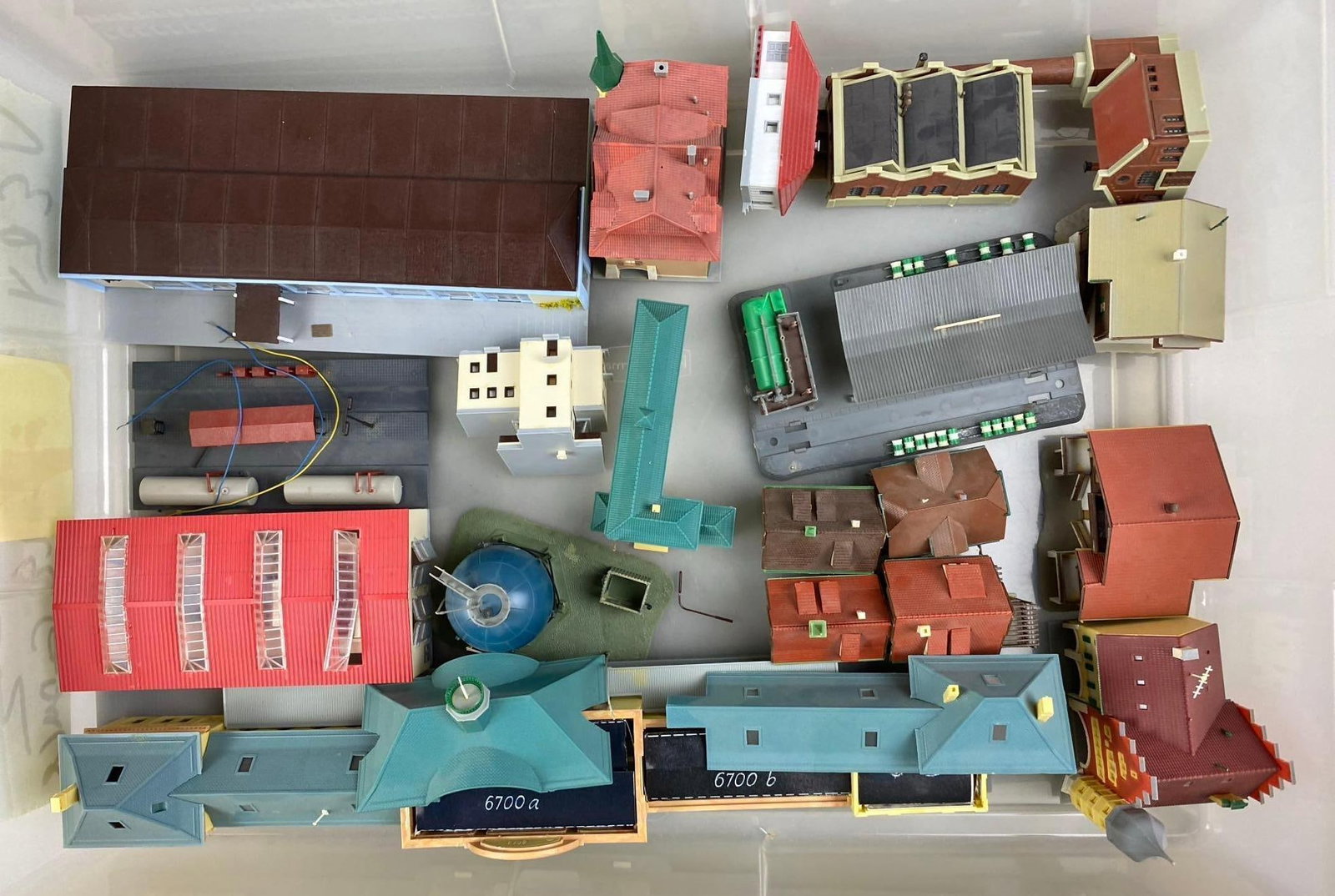 Vintage West German Kibri N Scale Town Kit: May have small broken pieces. Largest measures 9 inches long.