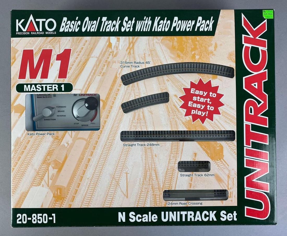 KATO N Scale Unitrack M1 Basic Oval Track Set: Like new in original box, box measures 15 inches H x 18 1/2 inches W x 4 1/2 inches D