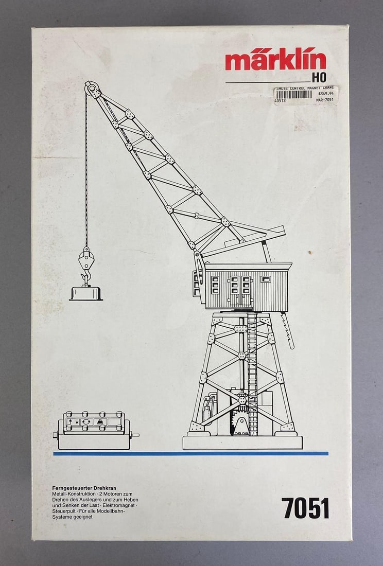 Marklin HO Scale Remote Controlled Rotary Crane: Untested in original box, box measures 14 1/4 inches H x 9 inches W x 5 inches D