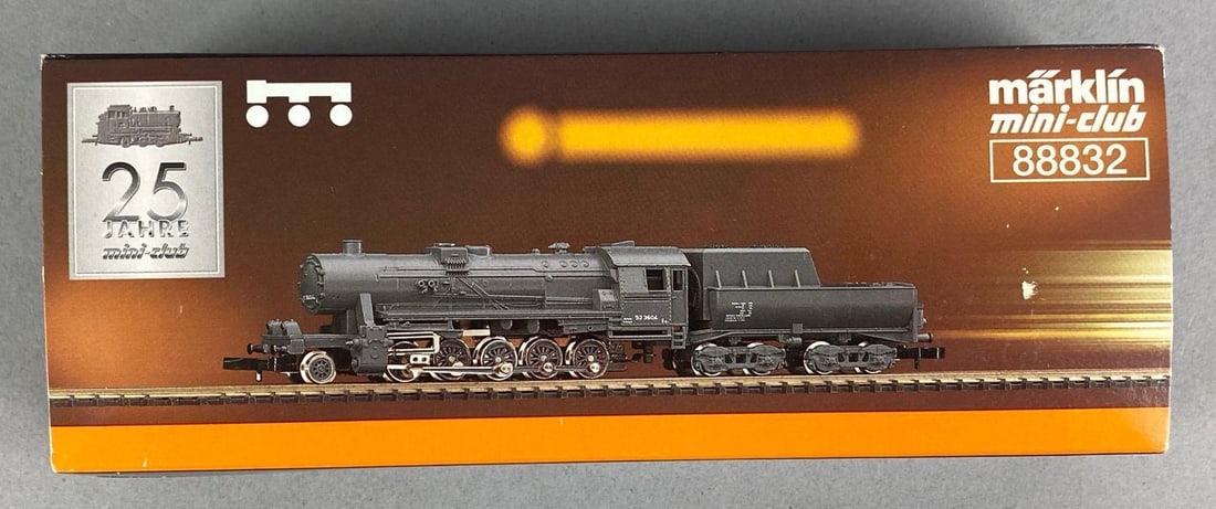 1997 Marklin Club Z Scale DRG Class 52 Steam Locomotive and Tender: Untested, Like new in original box with COA, box measures 2 3/4 inches H x 7 1/4 inches W