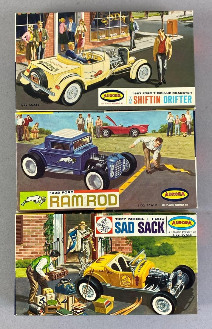 Group of 3 1962 Aurora Ford Plastic Model Kits (1 of 2)