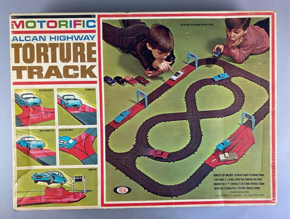 1965 Ideal Alcan Highway Torture Track Battery Operated Race Car Set (1 of 4)