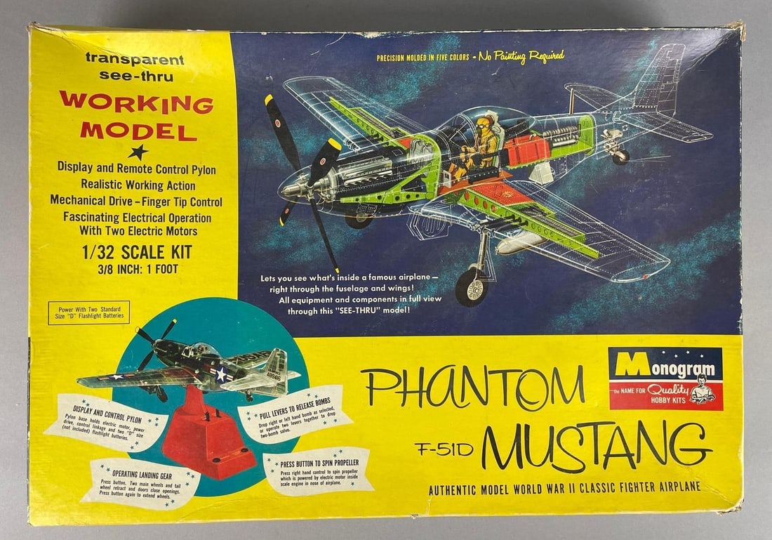 Vintage Monogram Phantom Mustang F-51D Working Model Airplane Kit (1 of 3)