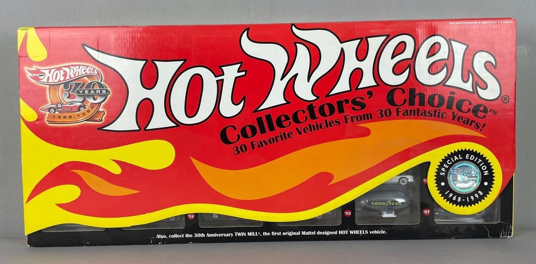 Mattel Hot Wheels 30th Anniversary Collectors Choice Die-Cast Vehicle Collection: Special edition, original packaging measures 12 inches x 26 1/4 inches x 2 inches