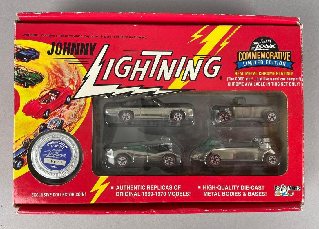 Johnny Lightning Commemorative LE Chrome Die-Cast Car Set: Set B, original packaging
