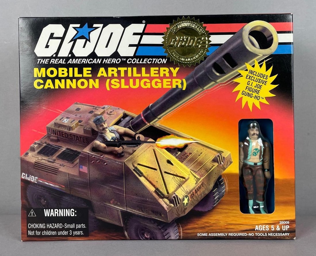 Kenner G.I. Joe 15th Anniversary Mobile Artillery Cannon (Slugger): Original packaging measures 9 1/4 inches x 11 inches x 3 1/2 inches