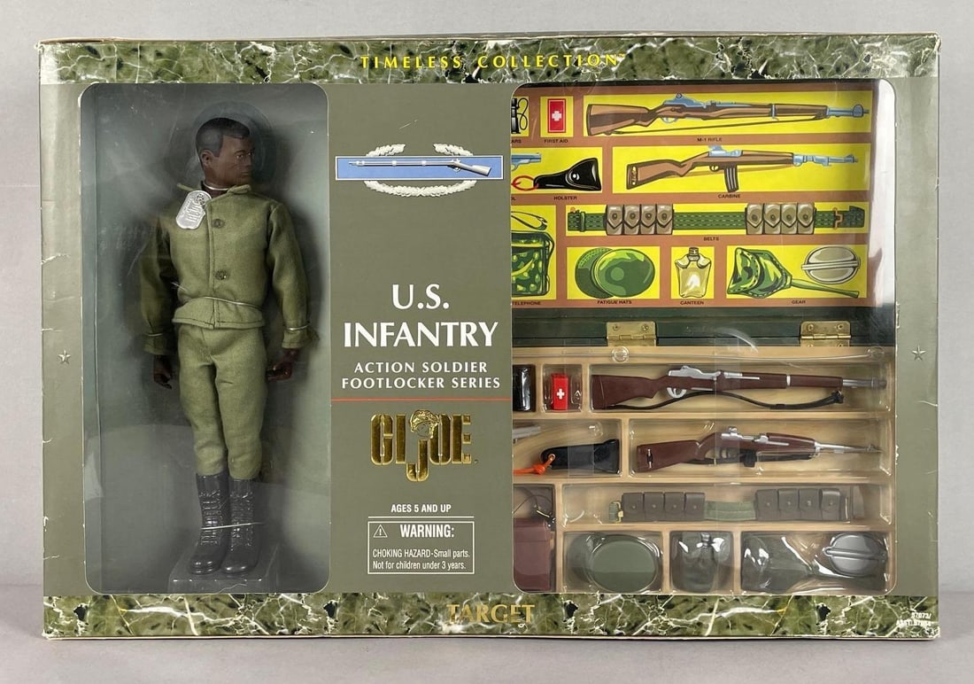 Kenner G.I. Joe Timeless Collection U.S. Infantry Action Soldier with Foot Locker: 12 inches figure, original packaging measures 14 1/2 inches x 21 1/4 inches x 4 1/2 inches