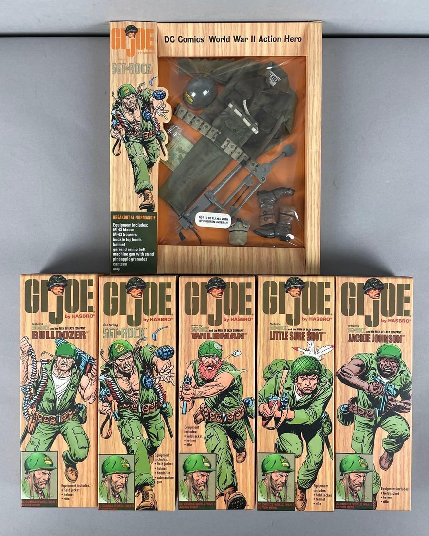 Group of Hasbro G.I. Joe DC Comics WW2 Action Heroes: Includes Sgt rock, wildman, bulldozer
