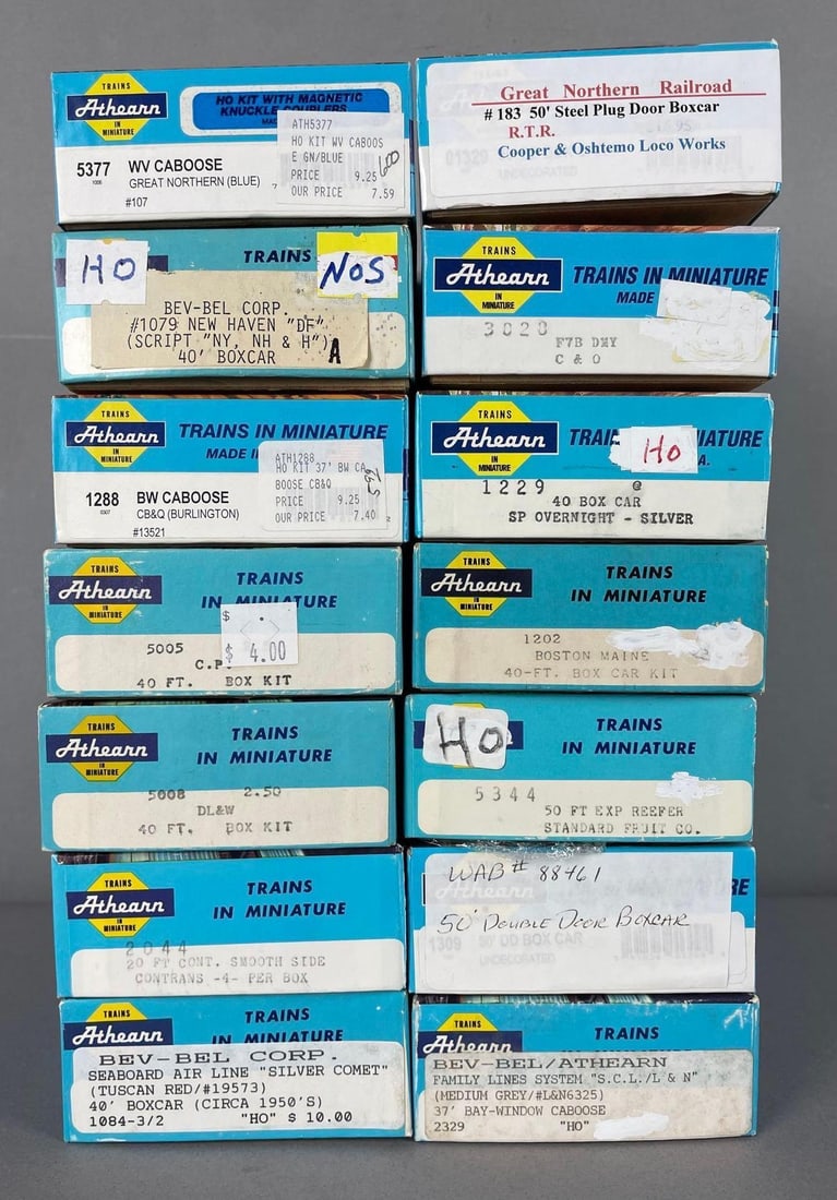 Group of Athearn HO Scale Freight Train Cars: Includes F7B dummy, caboose