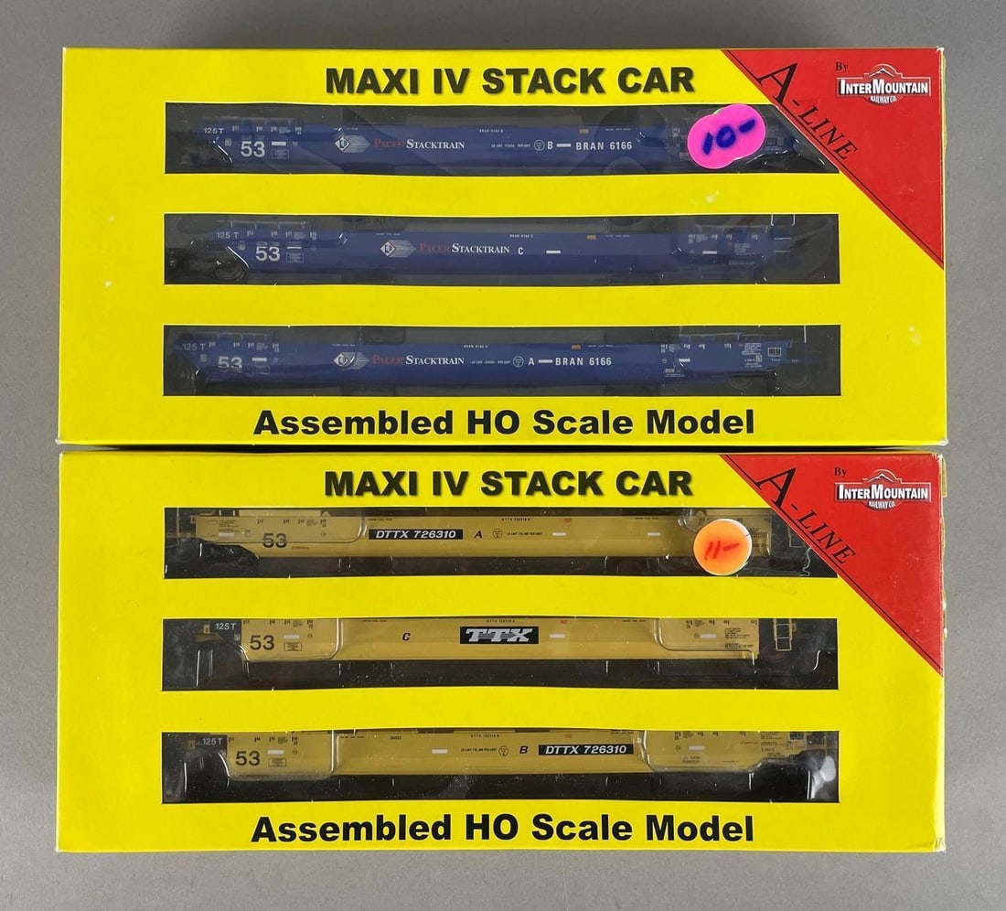Group of 2 InterMountain HO Scale Freight Train Car Sets: Maxi IV stack cars