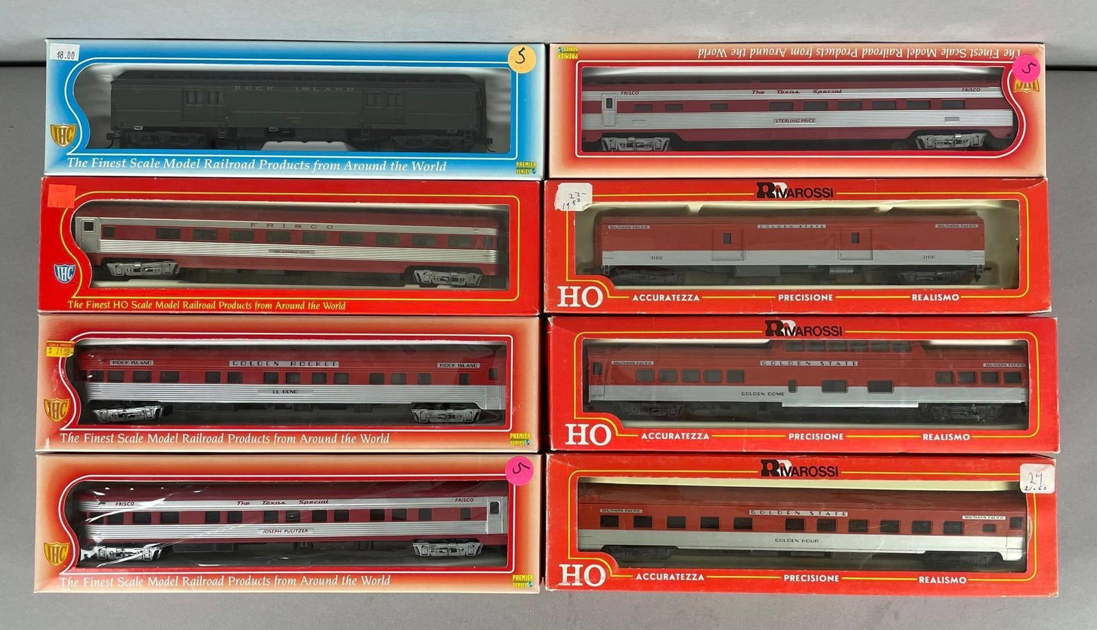 Group of Rivarossi HO Scale Passenger Train Cars: Includes golden rocket, Texas special