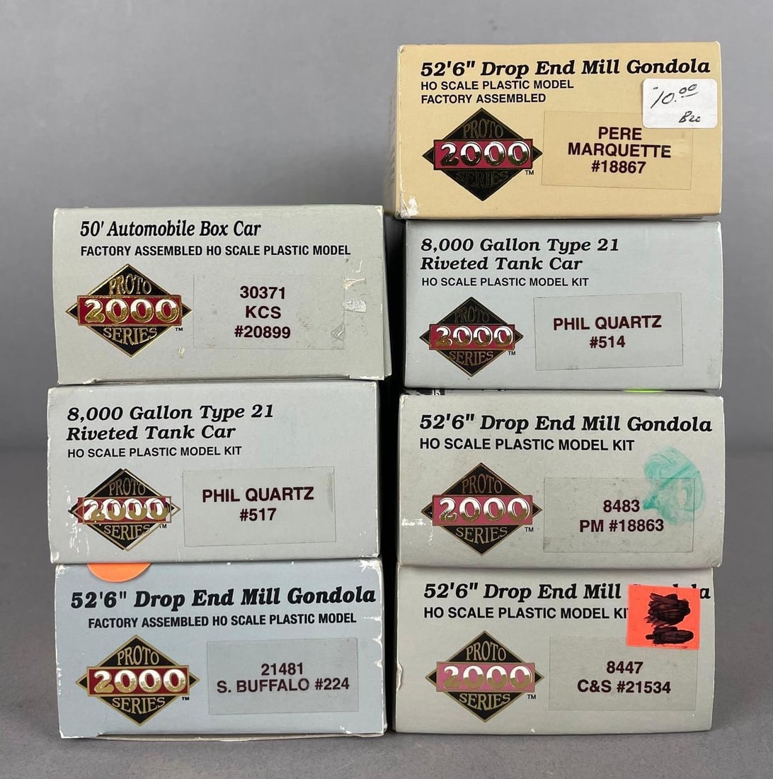 Group of Proto Series 2000 HO Scale Freight Train Cars: Includes gondolas, tank cars